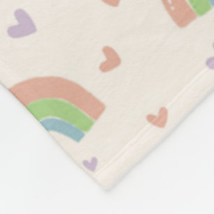 Couverture Polaire Cute Pastel Rainbow et Motif de coeur