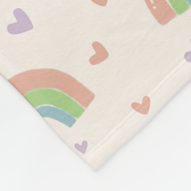 Couverture Polaire Cute Pastel Rainbow et Motif de coeur (Coin)