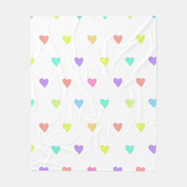 Couverture Polaire Cute Pastel Rainbow Hearts Motif (Devant)