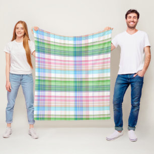 Couverture Polaire Cute Pastel Rose bleu vert Tartan Plaid Motif
