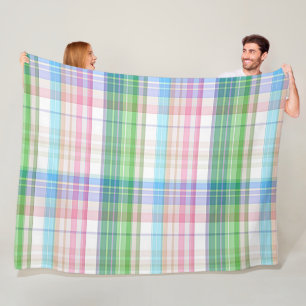 Couverture Polaire Cute Pastel Rose bleu vert Tartan Plaid Motif