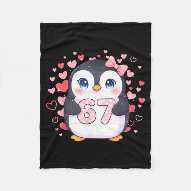 Couverture Polaire Cute Penguin 67 Six Seven Valentine Hearts 6 7 Mem (Devant)