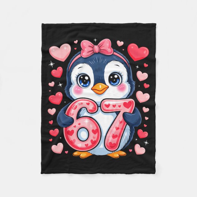 Couverture Polaire Cute Penguin 67 Six Seven Valentine Hearts 6 7 Mem (Devant)
