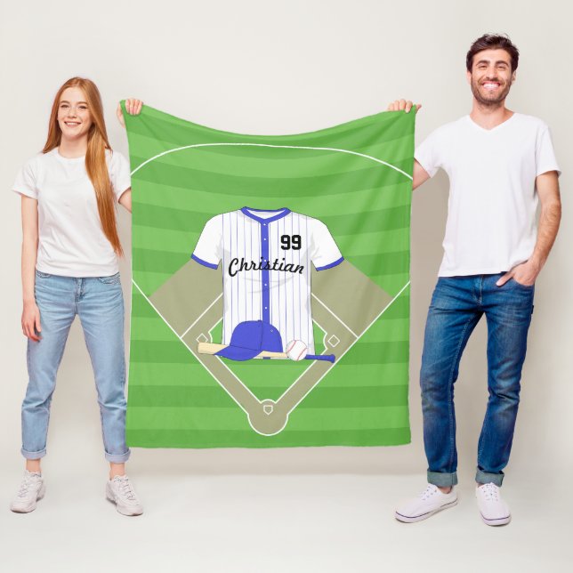 Couverture Polaire Cute Personalized Baseball Blue (En situation)