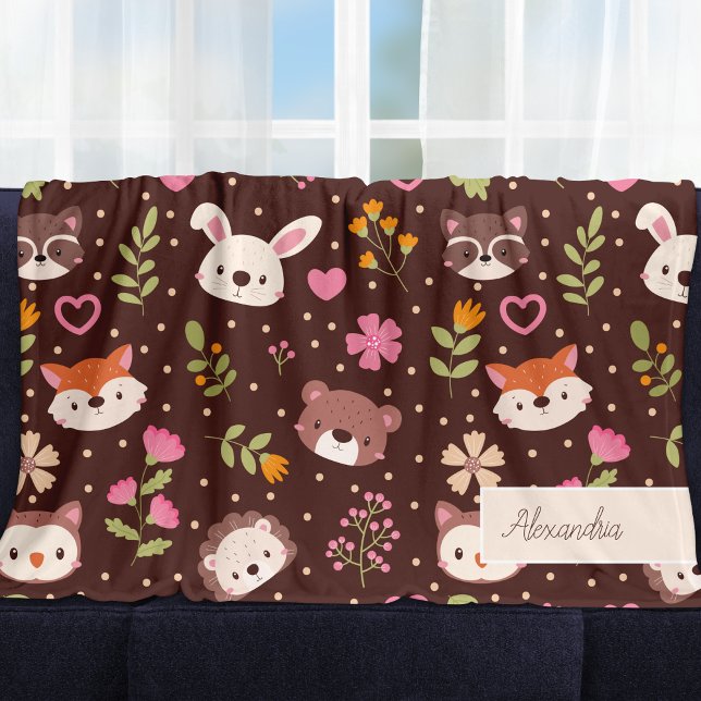Couverture Polaire Cute Personnalisé Bois Animaux Motifs Enfants (Créateur téléchargé)