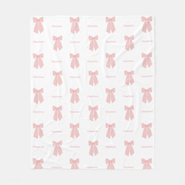 Couverture Polaire Cute Personnalisé Cheveux Rose Bow Girl (Devant)
