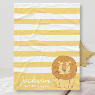 Couverture Polaire Cute Personnalisée Jungle Lion Cosy Jaune Bande