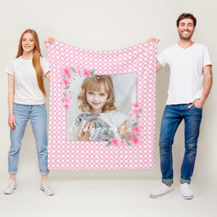 Couverture Polaire Cute Personnalisée une photo rose