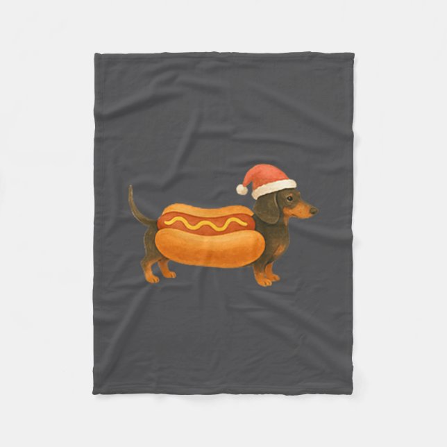 Couverture Polaire Cute Petite Christmas Funny Hot Dog Dachshund  (Devant)