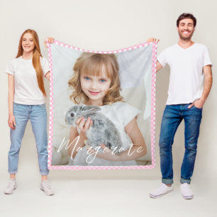 Couverture Polaire Cute Photo Fleece Blanche Avec Un Nom