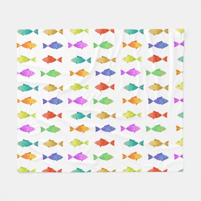 Couverture Polaire Cute poisson coloré motif Fleece Blanket (Devant (Horizontal))