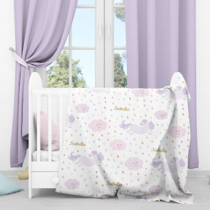 Couverture Polaire Cute Purple Unicorn Girl's Personnalisé