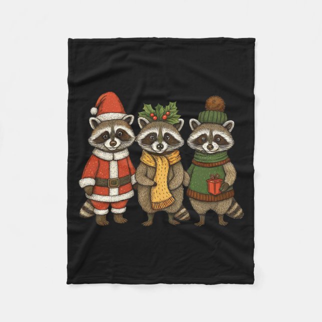 Couverture Polaire Cute Raccoon Christmas Funny Holiday Santa Claus A (Devant)