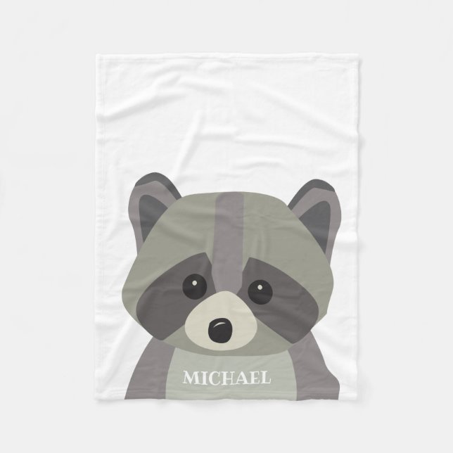 Couverture Polaire Cute Raccoon Moderne personnalisé bébé (Devant)