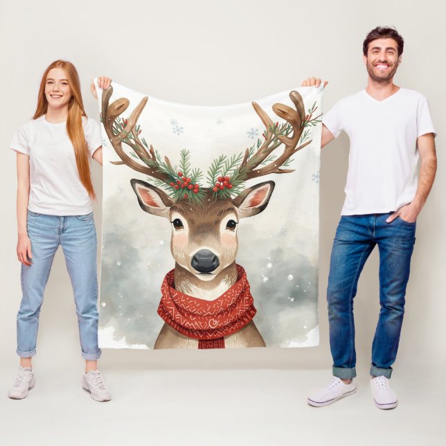Couverture Polaire Cute Reindeer Christmas Blanket For Warm Winter (En situation)
