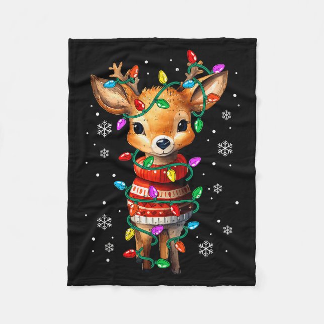 Couverture Polaire Cute Reindeer Christmas Lights Santa Xmas Pjm Wome (Devant)