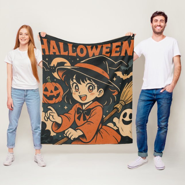 Couverture Polaire Cute retro Japanese cartoon Halloween (En situation)