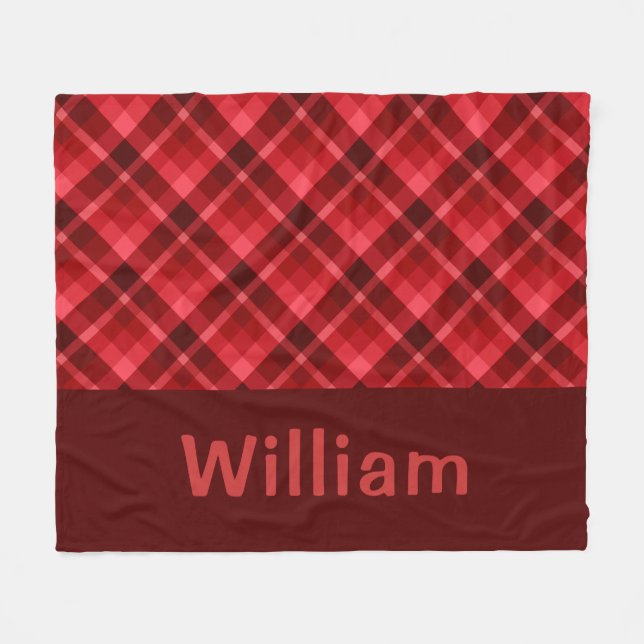 Couverture Polaire Cute Ruby Rouge Pâté Monogramme Moyenne Toison Bla (Devant (Horizontal))