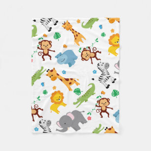 Couverture Polaire Cute Safari Animaux Nursery Motif