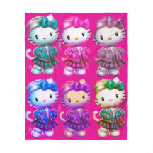 Cute School girl Baby Kitty Fleece Blanche