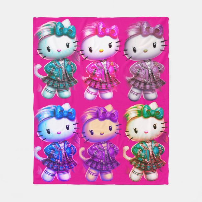 Couverture Polaire Cute School girl Baby Kitty Fleece Blanche (Devant)