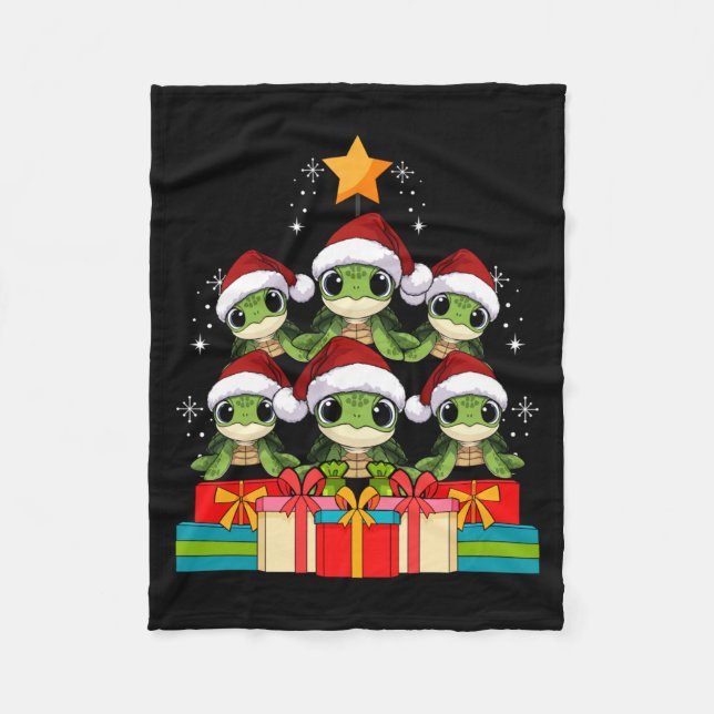 Couverture Polaire Cute Sea Turtle Le Ocean Christmas Tree Xmas Hat L (Devant)