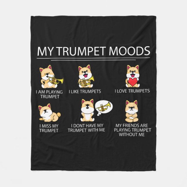 Couverture Polaire Cute Shiba Inu Trumpet Player Cadeau Enfants Jazz  (Devant)