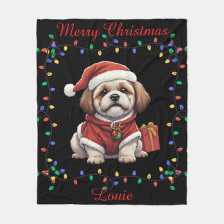 Couverture Polaire Cute Shih Tzu Fleece Blanche