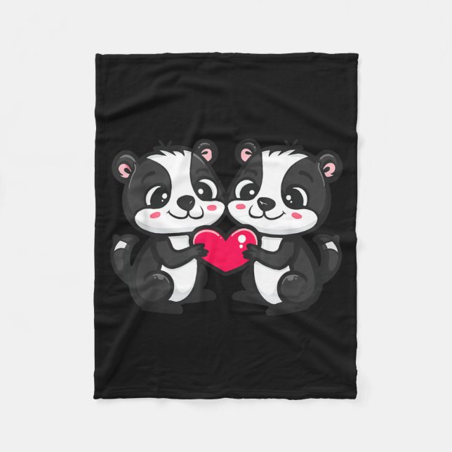 Couverture Polaire Cute Skunk In Love Couple Heart _ Valentines Day  (Devant)