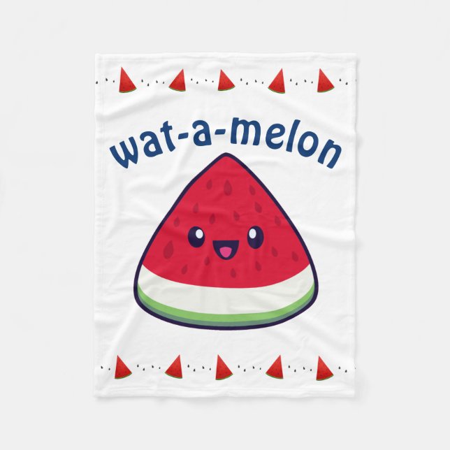 Couverture Polaire Cute Smiling Kawaii Watermelon (Devant)