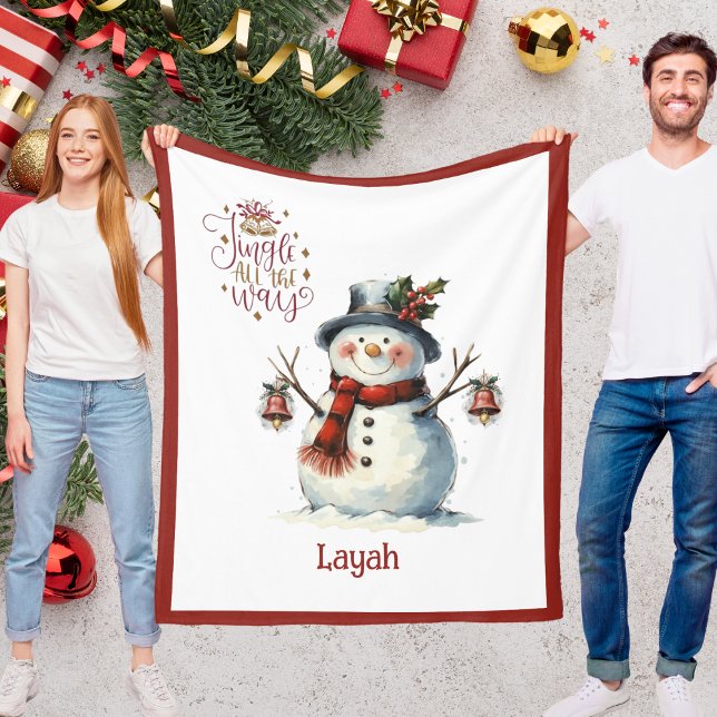 Couverture Polaire Cute Snowman Christmas Blanket for Kids With Name (Cute Snowman Christmas Blanket for Kids With Name)