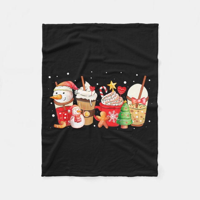 Couverture Polaire Cute Snowman Coffee Lover Latte Gingerbread Funny  (Devant)