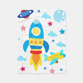 Couverture Polaire Cute Spacecraft Rocket Ships Pattern
