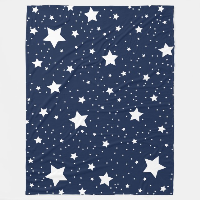 Couverture Polaire Cute Starry Cosmos Motif en bleu marine et blanc (Devant)