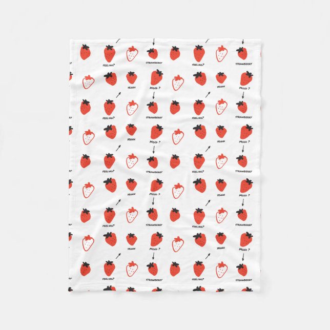 Couverture Polaire Cute Strawberry Pattern Fleece Blanket Cozy Kawaii (Devant)