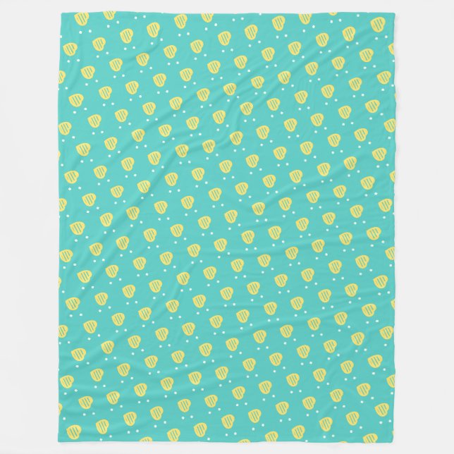 Couverture Polaire Cute Teal Heart Pattern: Whimsical Love Design (Devant)