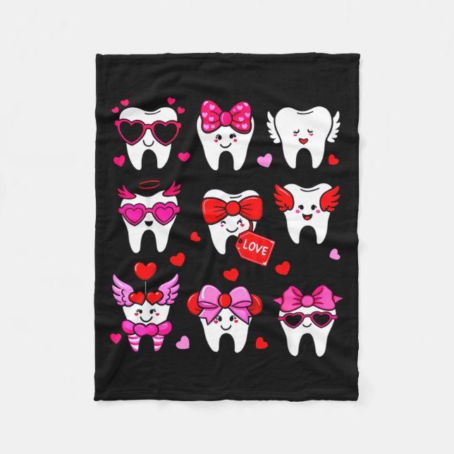 Couverture Polaire Cute Teeth Love Valentine's Day Dental  (Devant)