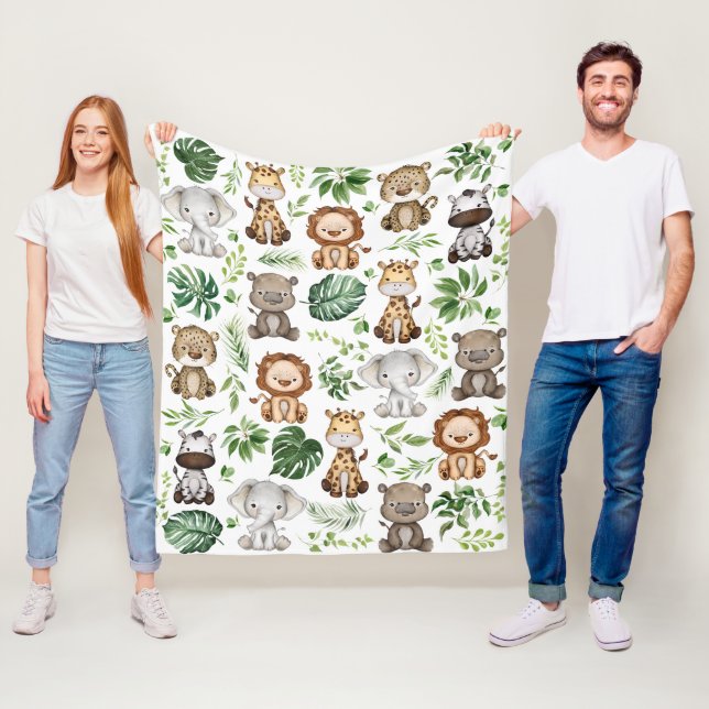 Couverture Polaire Cute Tropical Jungle Safari Animaux sauvages Baby  (En situation)
