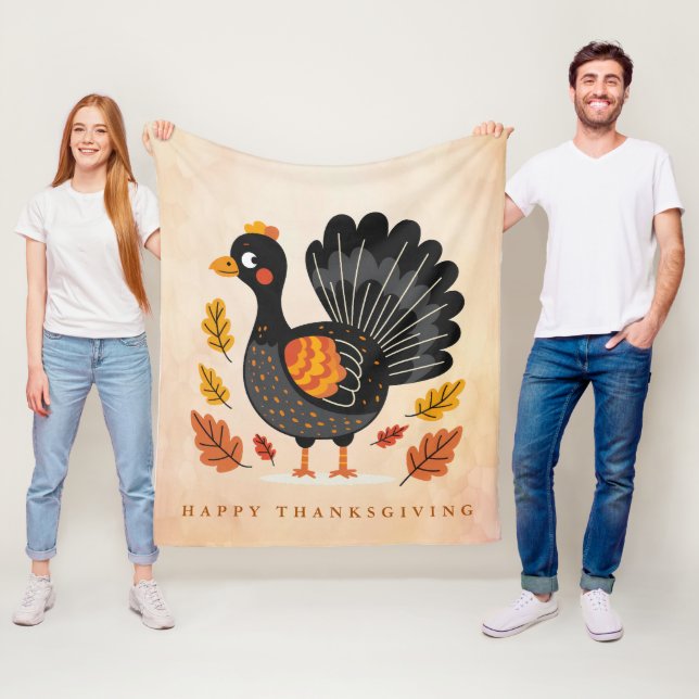 Couverture Polaire Cute Turquie Bon thanksgiving polaire Blanche (En situation)
