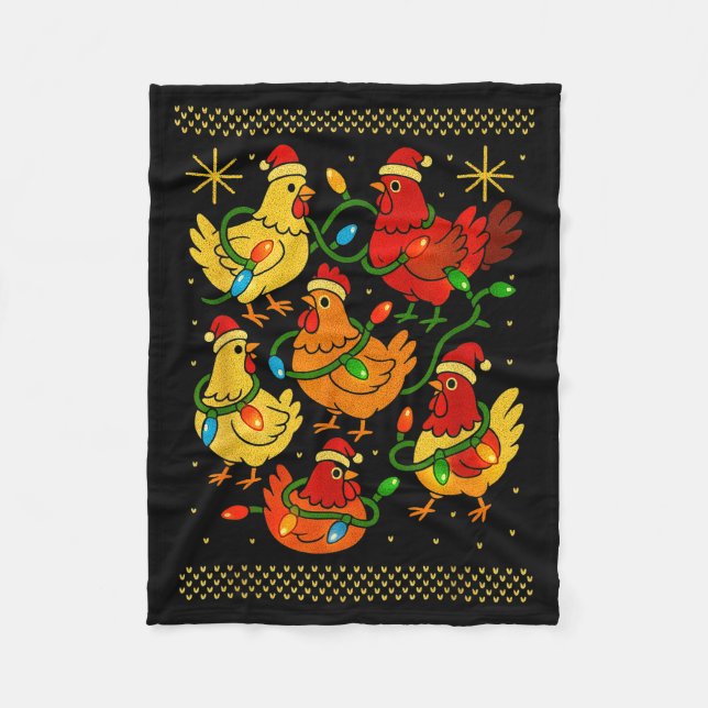 Couverture Polaire Cute Ugly Christmas Chickens Hen Shirt Funny Xmas  (Devant)
