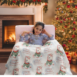 Couverture Polaire Cute Unicorn Custom Christmas