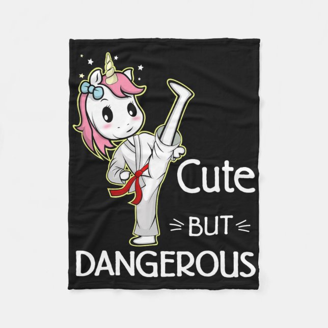 Couverture Polaire Cute Unicorn Karate Taekwondo (Devant)