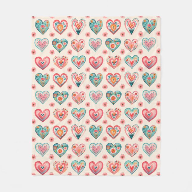 Couverture Polaire Cute Valentine Motif de coeur (Devant)