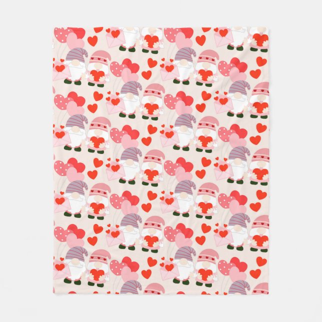 Couverture Polaire Cute Valentines Day Heart Gnome Lover (Devant)