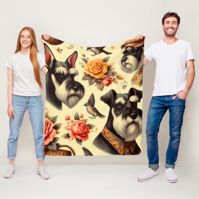 Couverture Polaire Cute Vintage Schnauzer (En situation)
