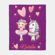 Cute Violette Ballerina Unicorn Blanche polaire