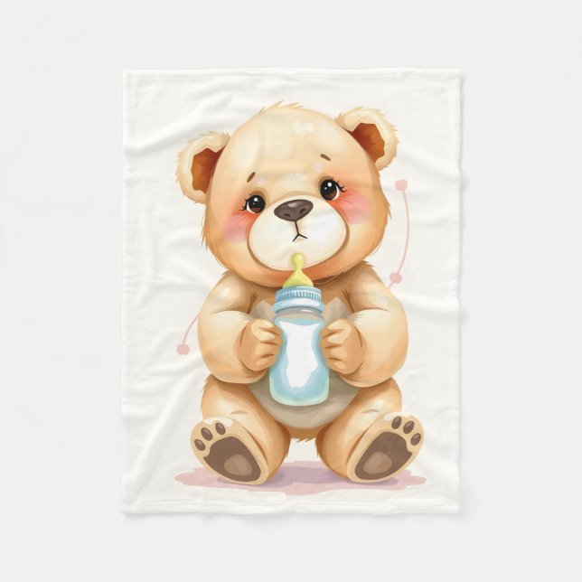 Couverture Polaire Cute Watercolor Baby Teddy Bear Illustration  (Devant)