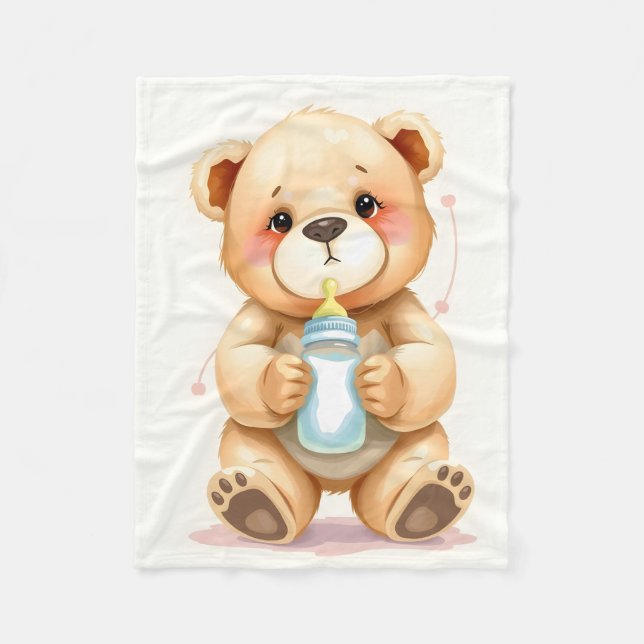 Couverture Polaire Cute Watercolor Baby Teddy Bear Illustration  (Devant)