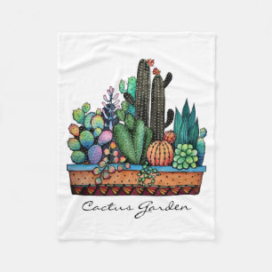 Couverture Polaire Cute Watercolor Cactus Garden