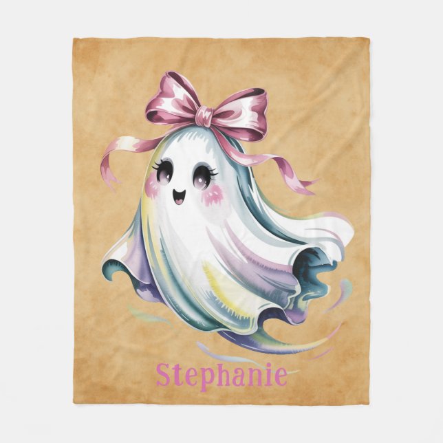 Couverture Polaire Cute Watercolor Girl Fantôme Anniversaire Mash Cad (Devant)